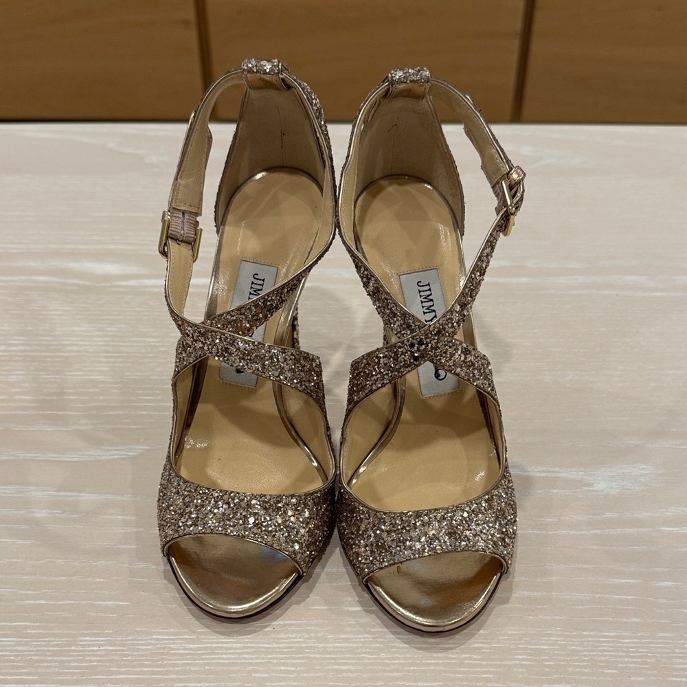 Jimmy Choo - Emily 100 Ballet Pink Glitter - Size 35.5